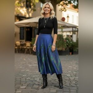 Vintage Suttles & Seawinds satin taffeta purple maxi skirt S mermaid peacock